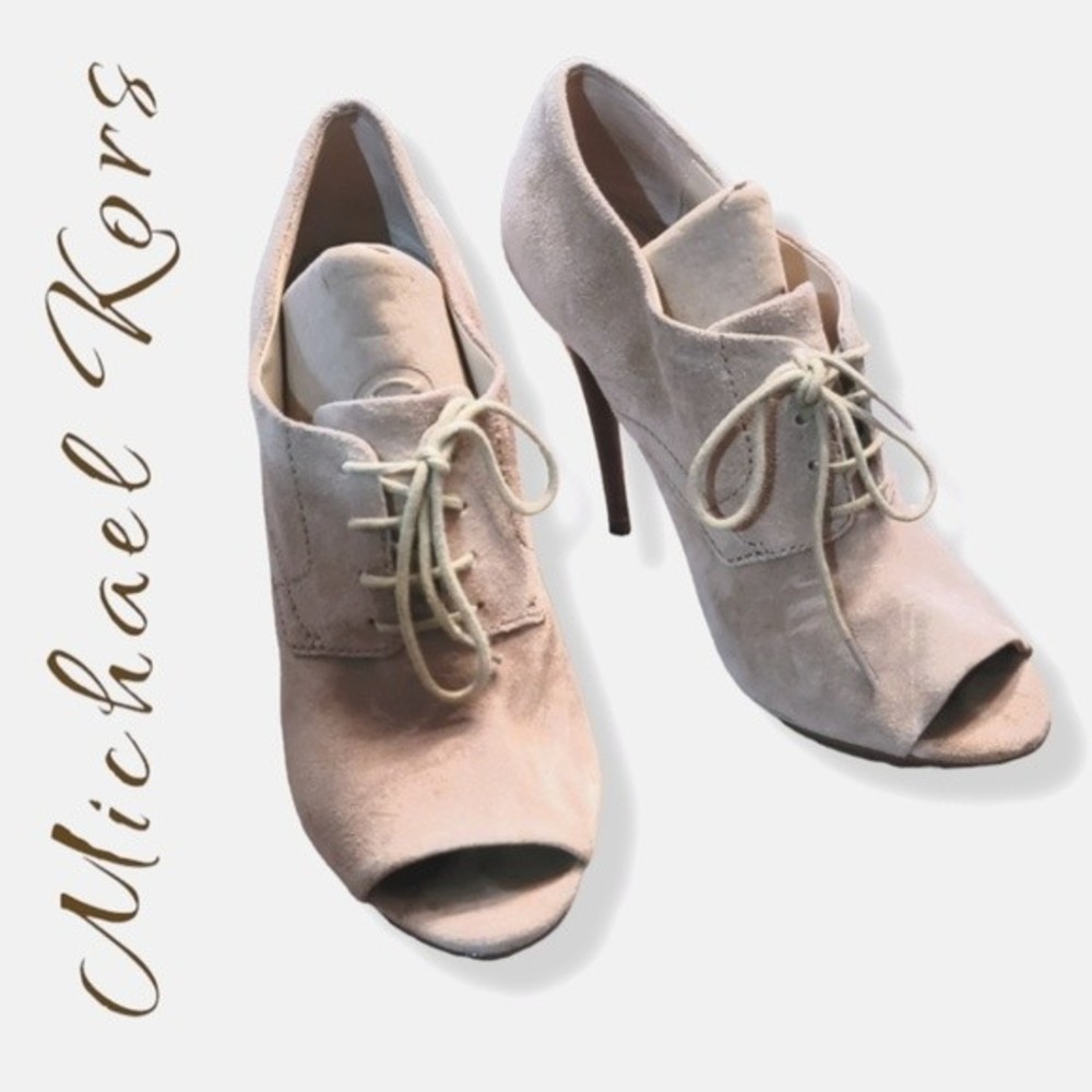 MICHAEL KORS Neutral Nude Tan Suede Stiletto High Heel Pumps, Women's 8.5